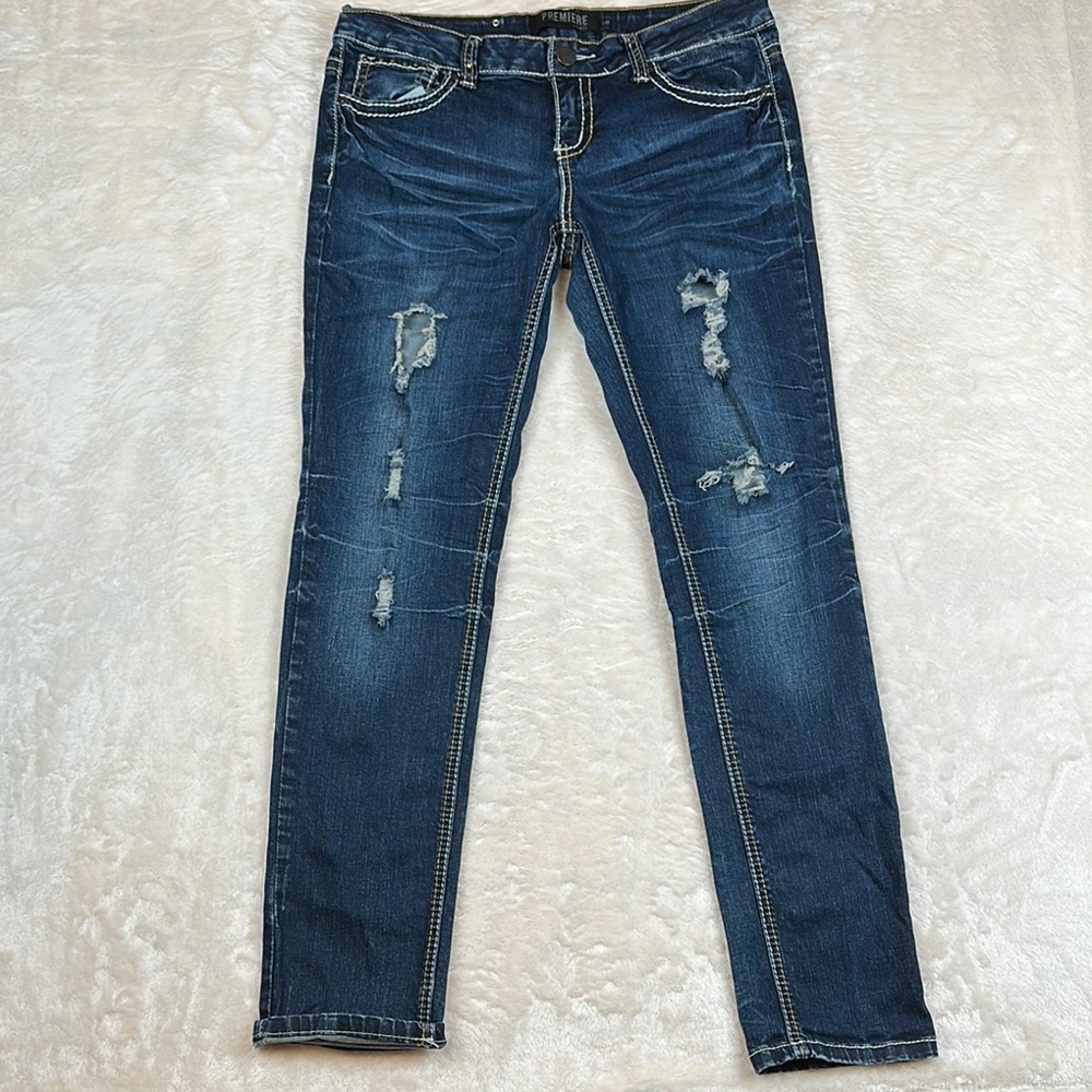 Premiere Denim by rue21 Navy Distressed Skinny Jeans
